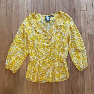 Yellow Silk Anthro Top Small